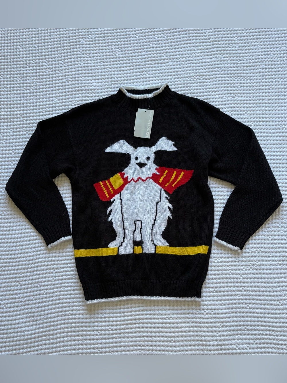 NWT Vintage 90s Dog Newspaper Sweater Deadstock Target Ramie Cotton Mock Neck- M